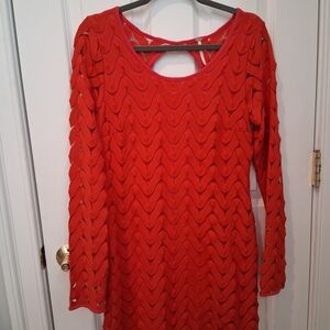 Free People Strawberry Red Long Sleeve Dress